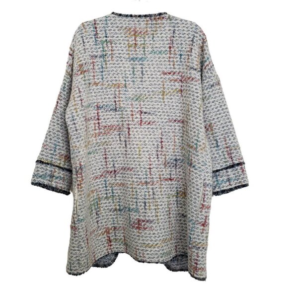 Vilagallo 40 Tweed Blazer Wool Blend Pockets Open Jacket Womens Size Large - Picture 8 of 13